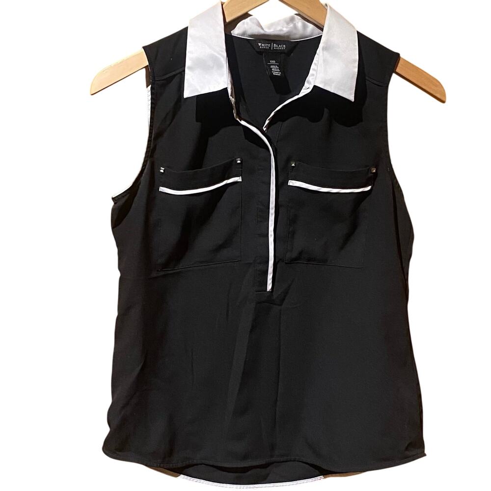 WHBM Size 2XS color block sleeveless blouse Work Office Professional Minimalist
